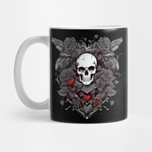 Dark Valentines skull surrounded by Roses Mug